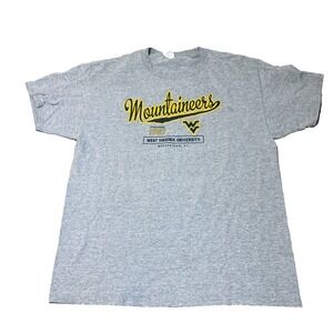 West Virginia University‎ Shirt Mens Large Gray Short Sleeve Mountaineers EUC